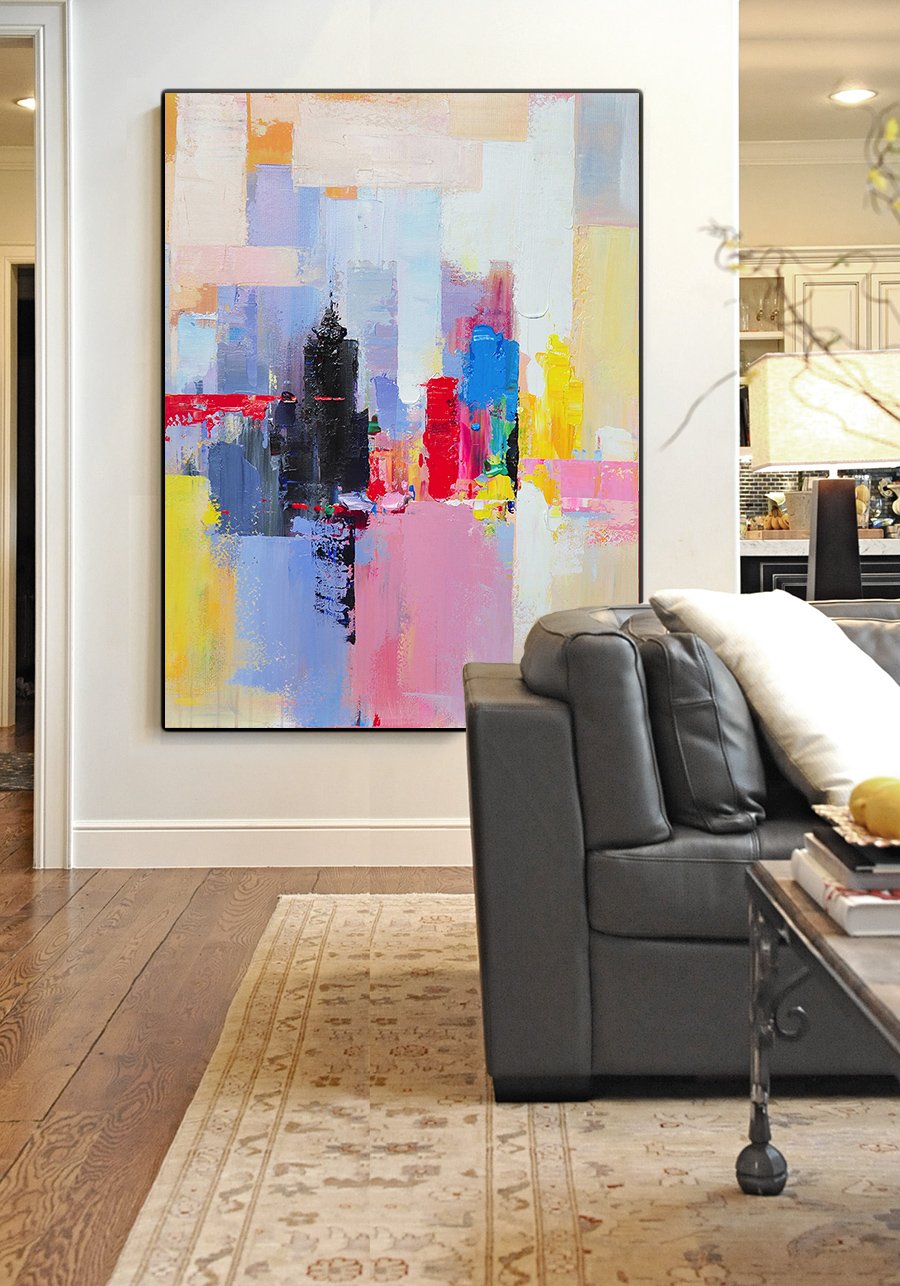 Palette Knife Abstract Skyline Art #L31B - Click Image to Close